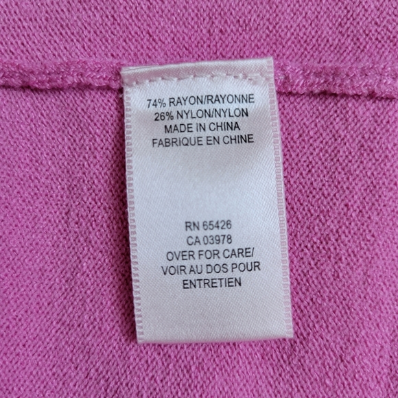 Pink Poodle Vintage Pink Knit Sweater Top Split Cowl Neckline 3/4 Sleeve Sz. L/M - Picture 12 of 13